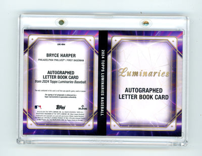 Bryce Harper 2024 Topps Luminaries Autograph Letter Booklet "R" #'d 1/1