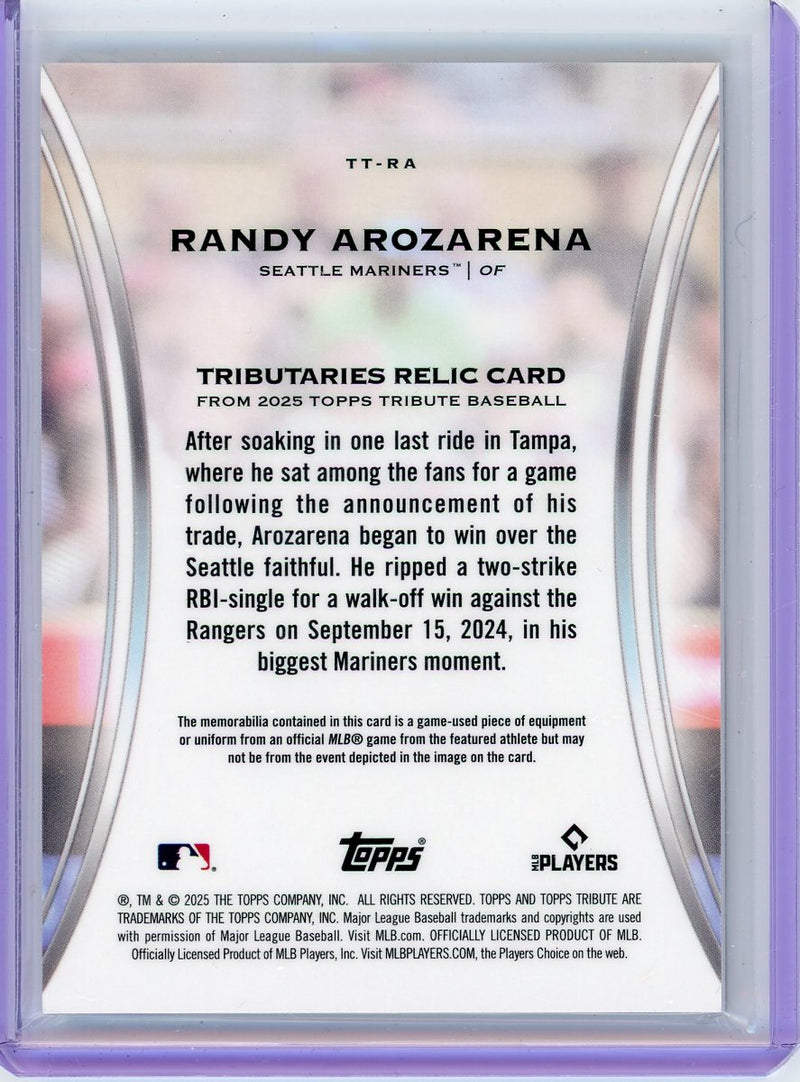 Randy Arozarena 2025 Topps Tribute Tributaries City Connect game-used relic blue 