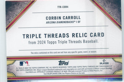 Corbin Carroll 2024 Topps Triple Threads game-used triple relic #'d 12/36