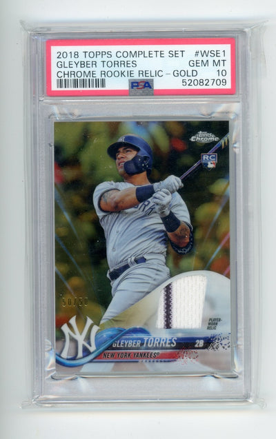 2018 Topps Complete Set Chrome Rookie Relic Gleyber Torres Gold #'d 50/50 PSA 10