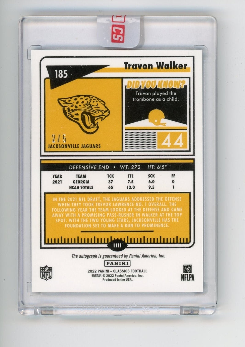 Travon Walker 2022 Panini Classics teal autograph rookie card 