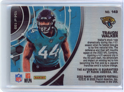 Travon Walker 2022 Panini Elements Metal Card Rookie Steel Signatures #'d 154/199