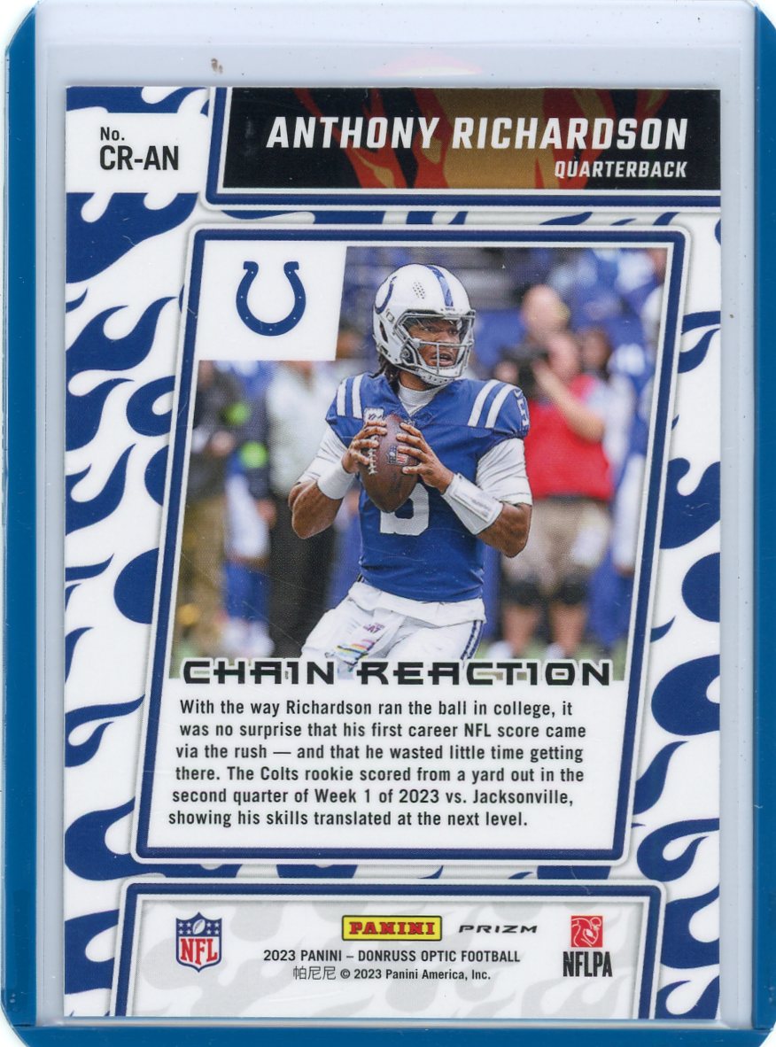 Anthony Richardson 2023-24 Panini Donruss Optic Chain Reaction silver prizm rookie card