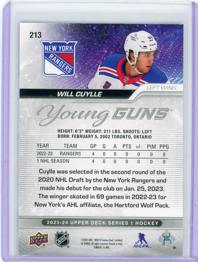 Will Cuylle 2023-24 Upper Deck Series 1 Young Guns rookie card