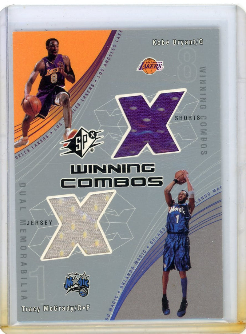 Kobe Bryant / Tracy McGrady 2002 Upper Deck SPx Winning Combos Dual Game Worn Relic