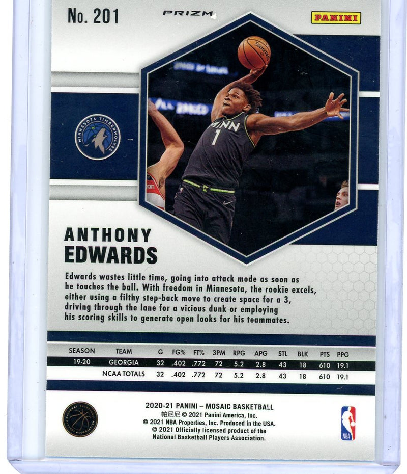 Anthony Edwards 2021 Panini Mosaic Choice Green & Red Prizm RC