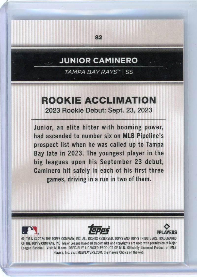 Junior Caminero 2024 Topps Tribute rookie card purple 