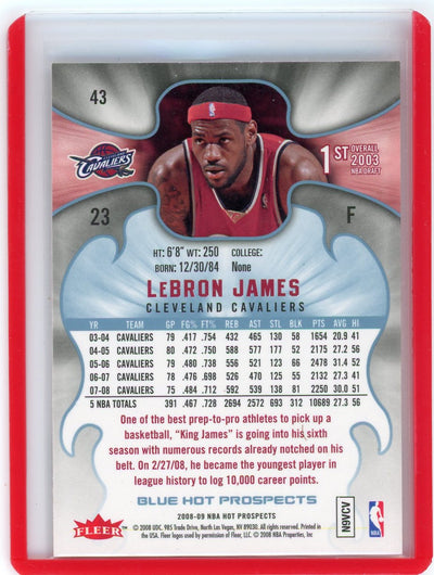 LeBron James 2008 Fleer NBA Hot Prospects Blue Hot Prospects