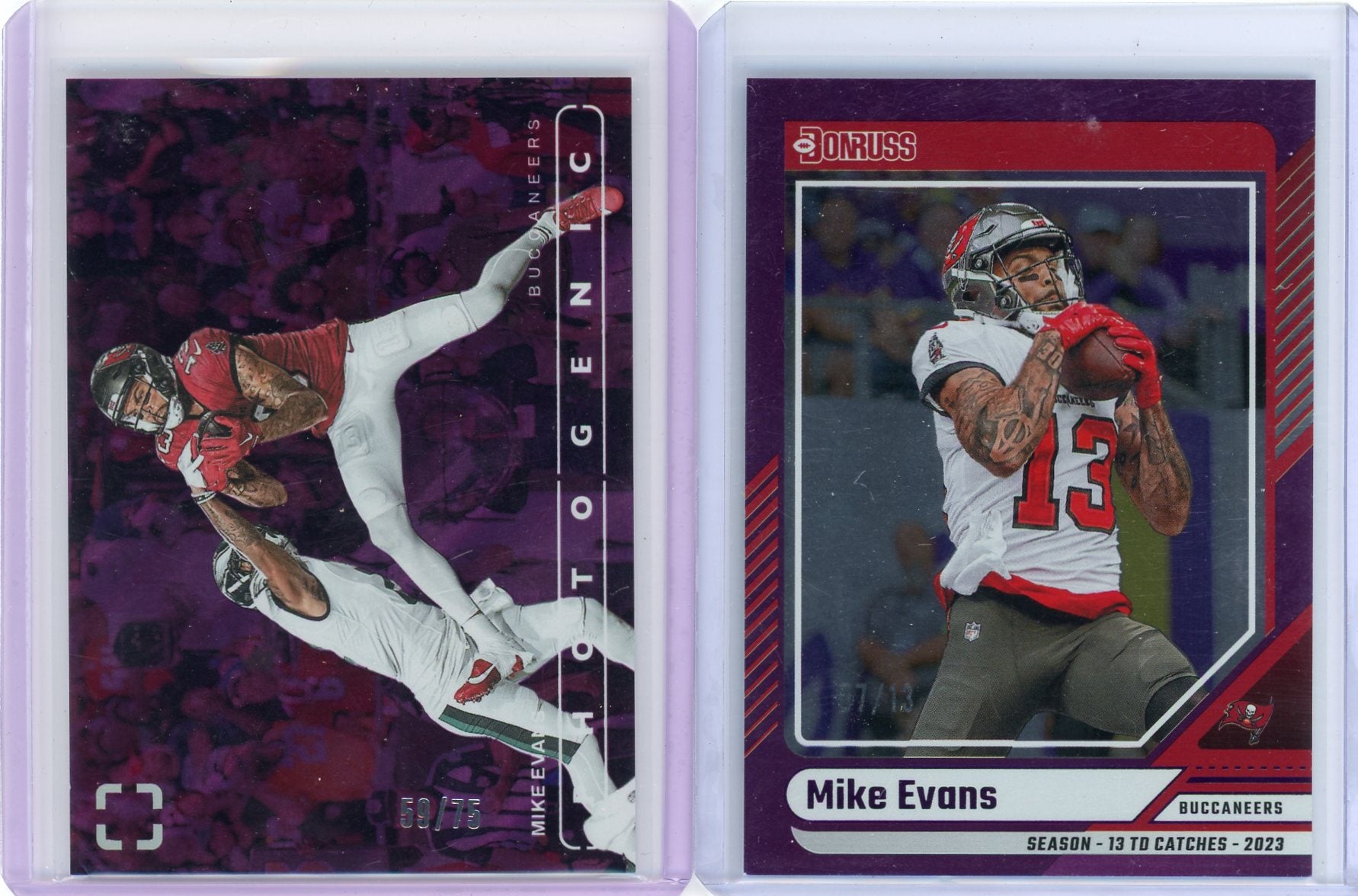 Mike Evans 2024 Panini 2-card lot #'d /13 + /75