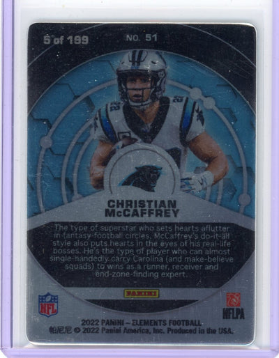 Christian McCaffrey 2022 Panini Elements Metal Card W/ Protective Cover #'d 5/199