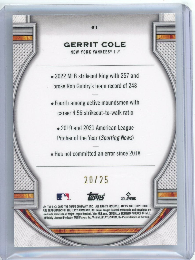 Gerrit Cole 2023 Topps Tribute Orange 