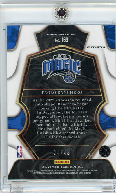 Paolo Banchero 2022 Panini Select Teal/White/Pink Prizm Rookie #'d 34/49