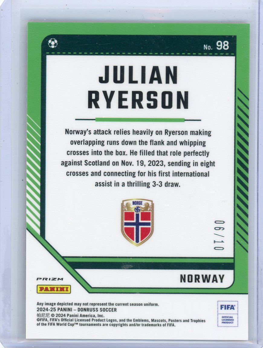 Julian Ryerson 2024-25 Panini Donruss Optic gold prizm #'d 06/10