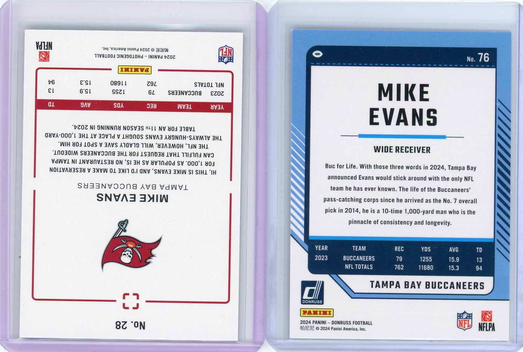 Mike Evans 2024 Panini 2-card lot #'d /13 + /75