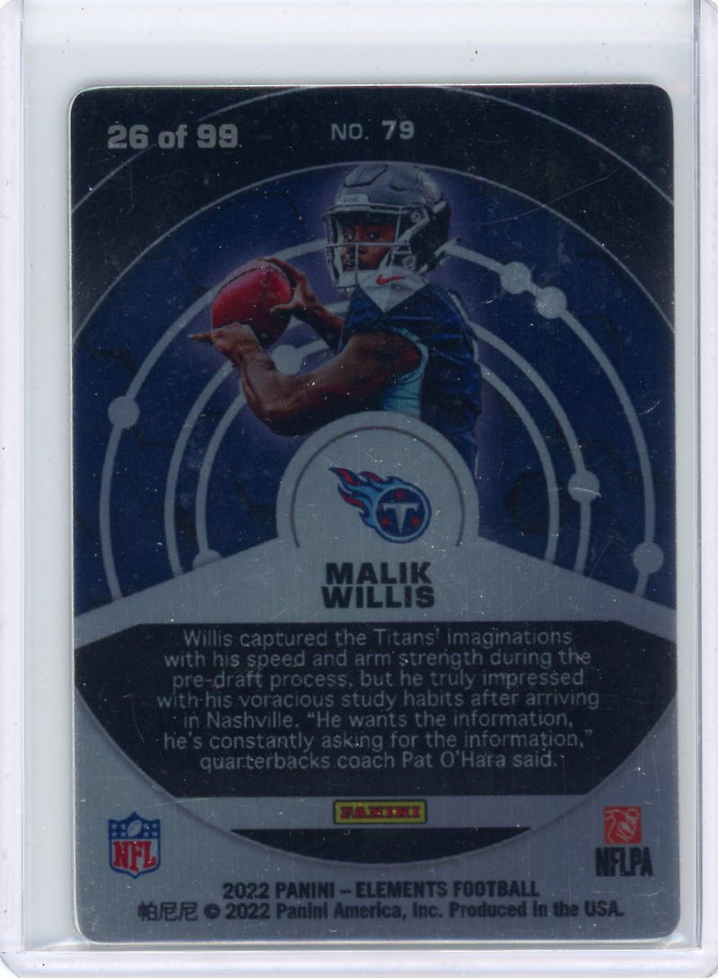 Malik Willis 2022 Panini Elements Metal Card W/ Protective Cover rookie card 