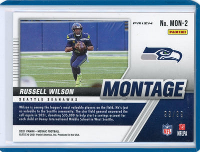 Russell Wilson 2021 Panini Mosaic Montage blue mosaic prizm #'d 99/99