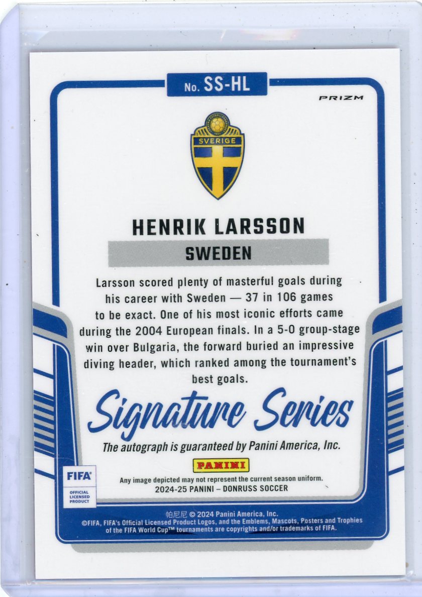 Henrik Larsson 2024-25 Panini Donruss Signature Series pink velocity autograph