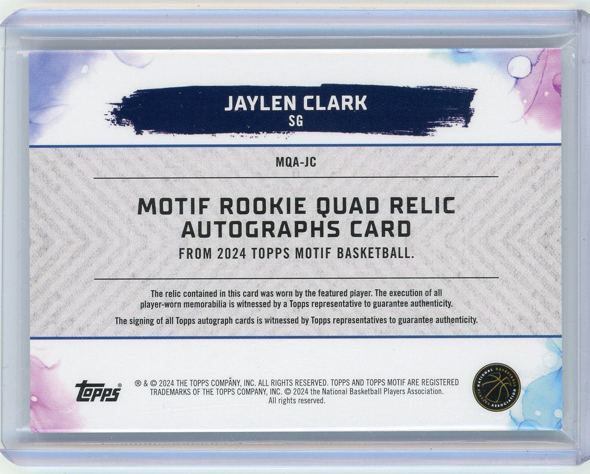 Jaylen Clark 2023-24 Topps Motif Rookie Quad Relic autograph #'d 05/35