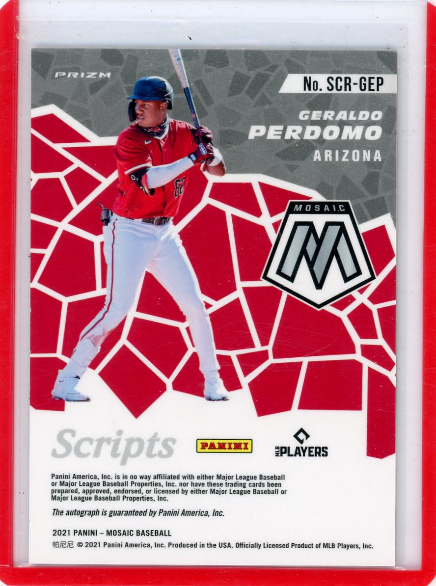 Geraldo Perdomo 2021 Panini Mosaic Scripts autograph mosaic prizm