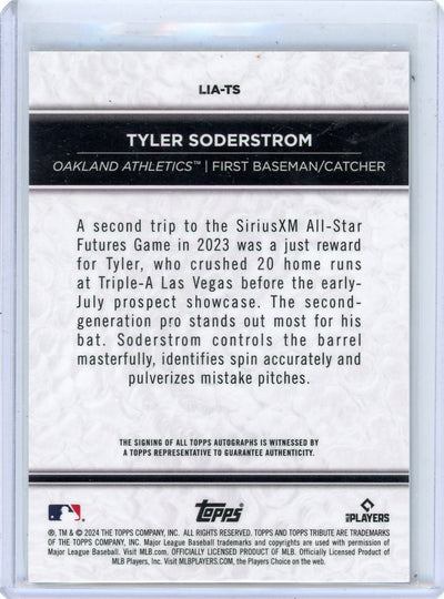 Tyler Soderstrom 2024 Topps Tribute autograph rookie card #'d 81/99