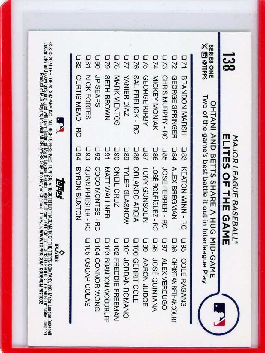 Shohei Ohtani Mookie Betts Elites of the Game 2024 Topps gold foil #138