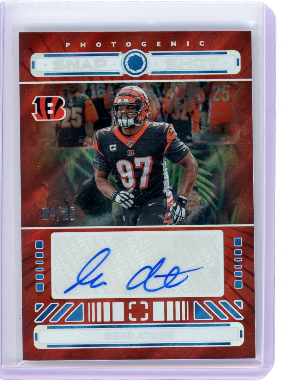 Geno Atkins 2024 Panini Photogenic Snap Shot autograph orange #'d 04/25