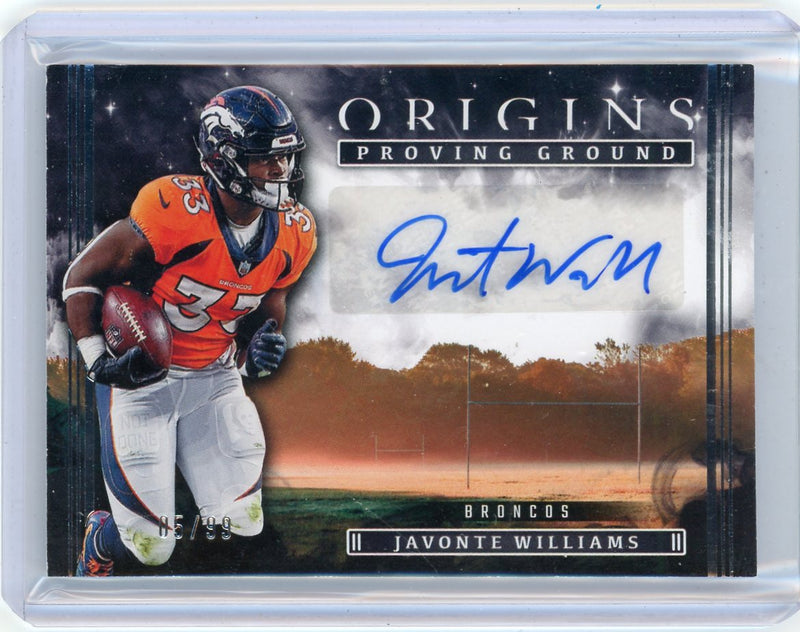 Javonte Williams 2022 Panini Origins Proving Ground autograph 