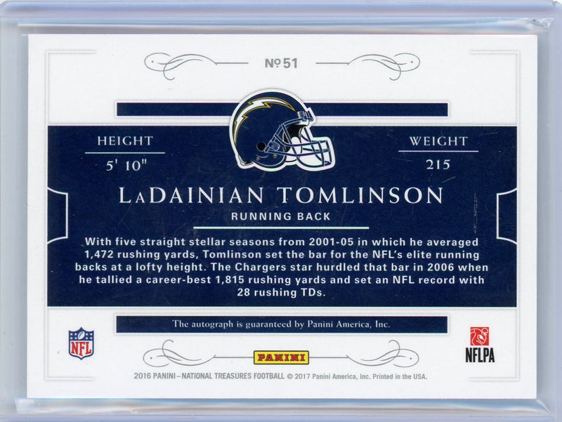 LaDainian Tomlinson 2016 Panini National Treasures All-Decade Autograph 