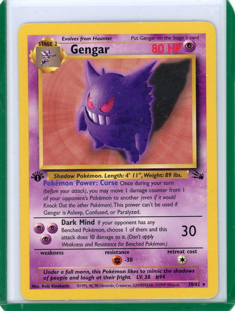 Gengar 1999 Pokemon Fossil 1st Edition rare non holo 20/62 LP