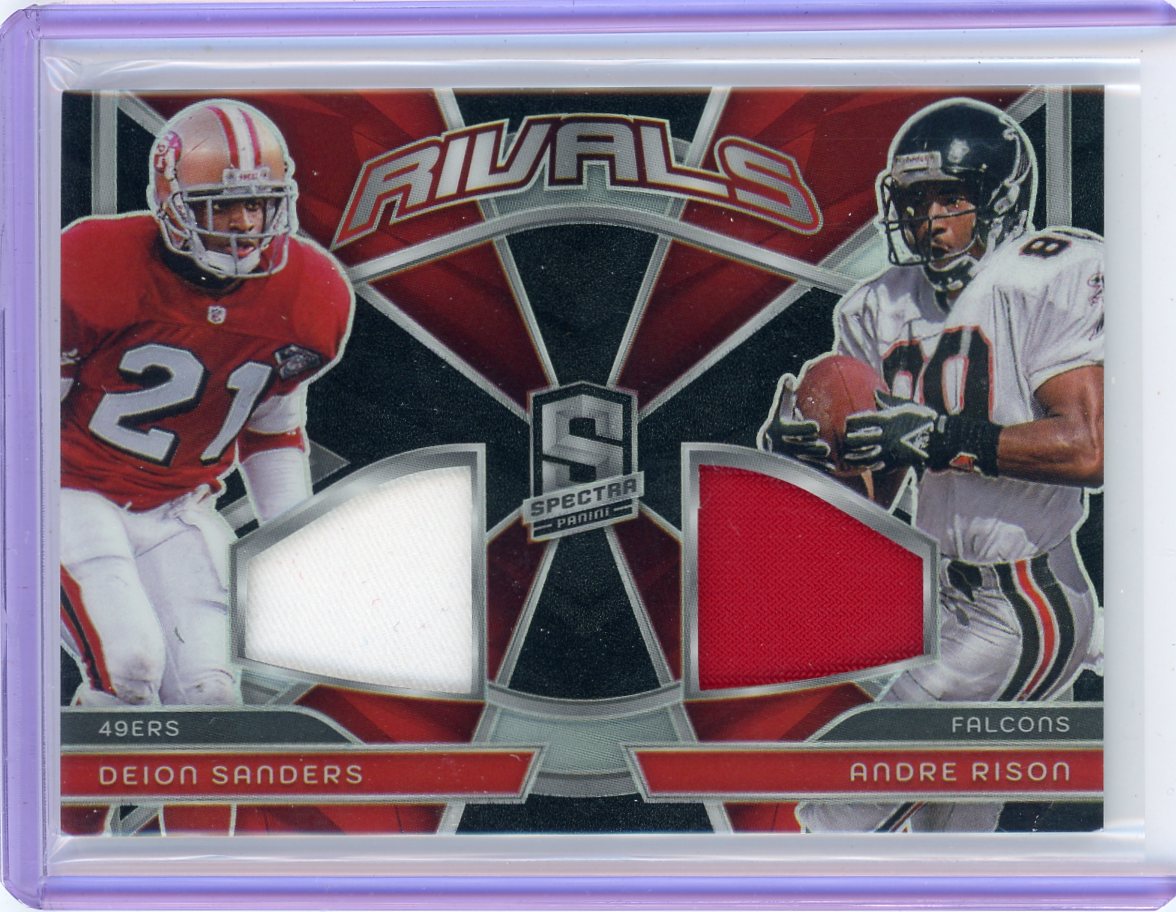 Deion Sanders Andre Rison 2024 Panini Spectra Rivals dual relic #'d 55/99
