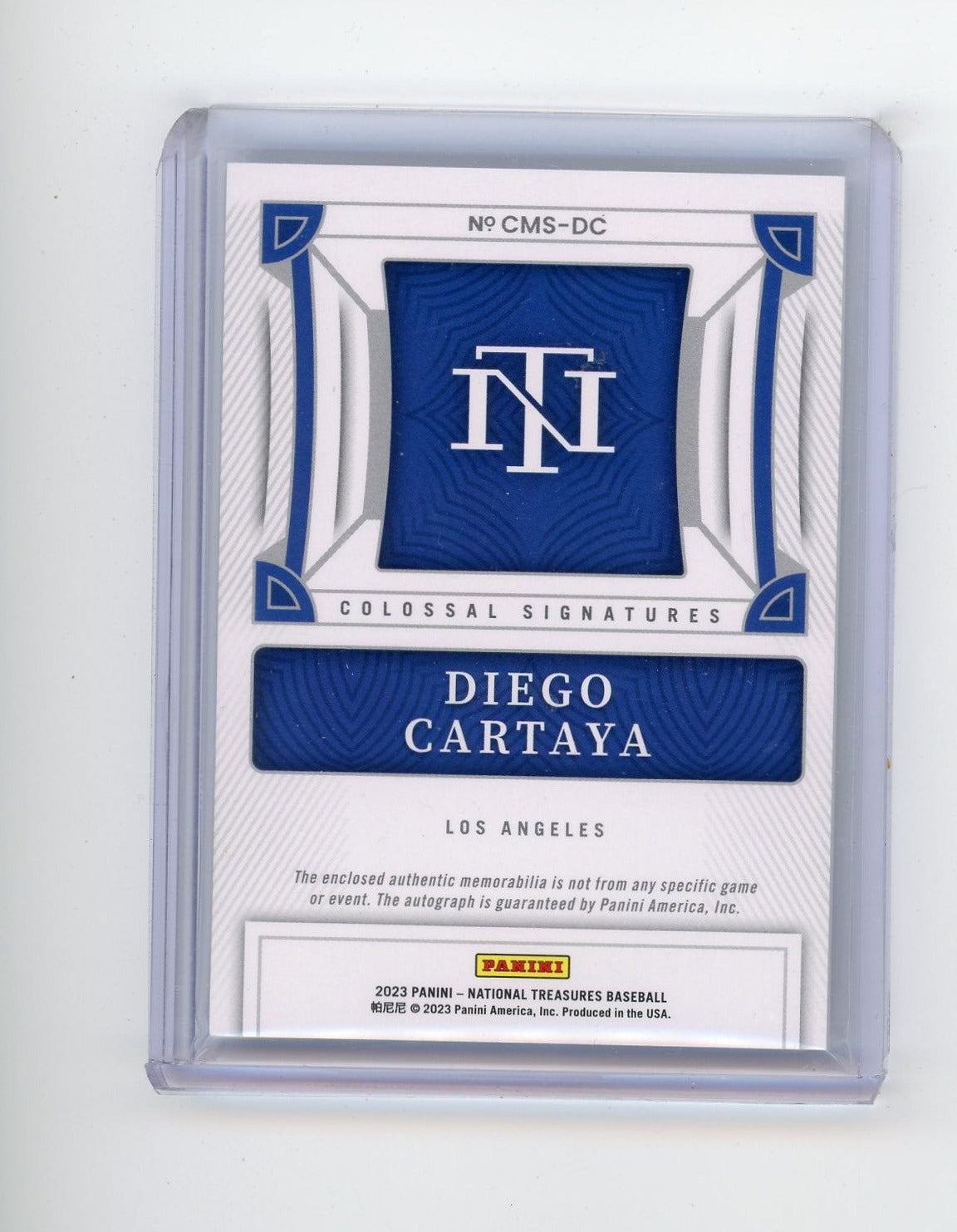 Diego Cartaya 2023 Panini National Treasures Colossal Signatures relic auto #'d 09/25