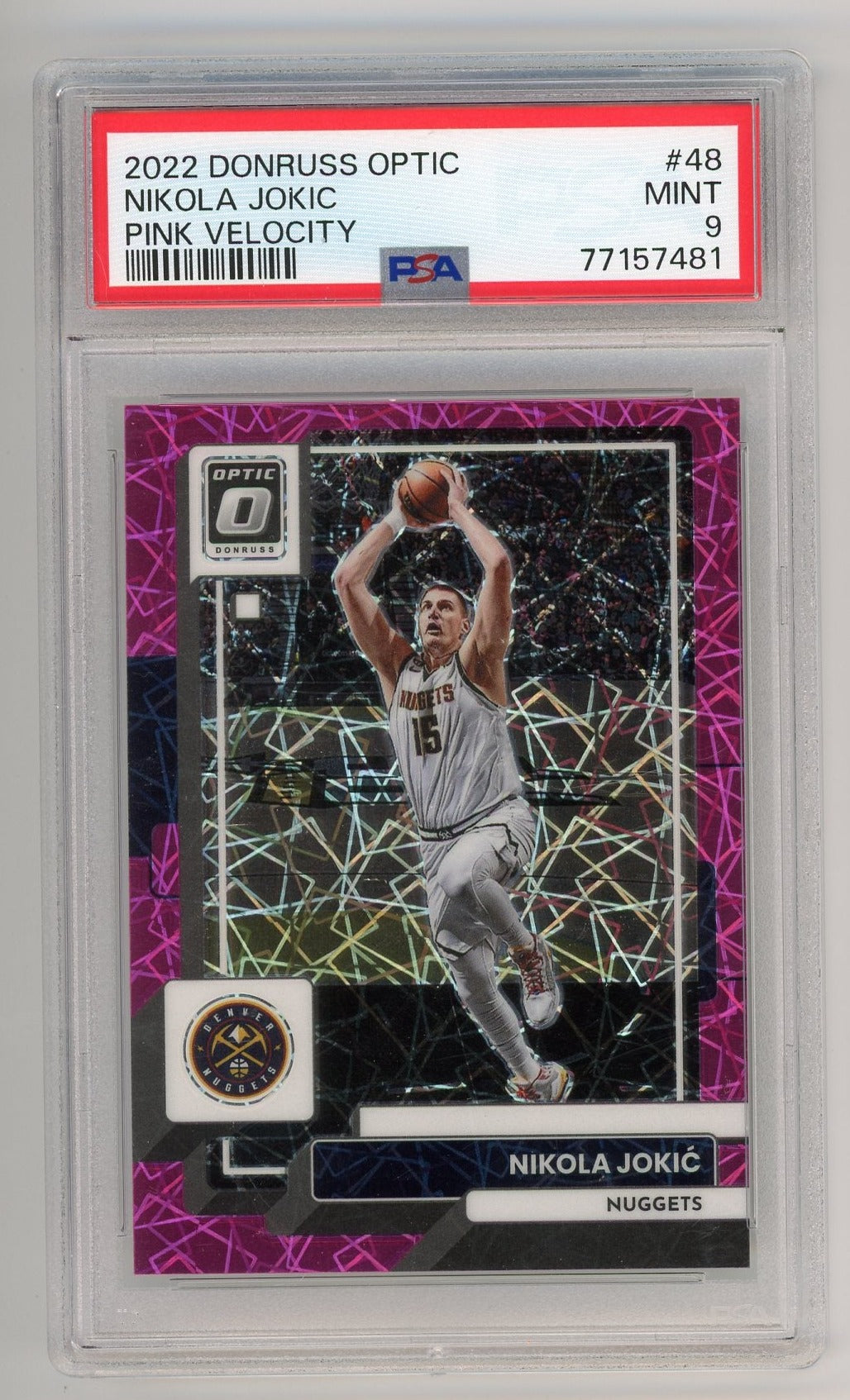 Nikola Jokic 2022 Panini Donruss Optic pink velocity prizm #'d 17/79 PSA 9