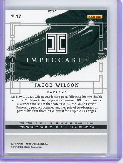 Jacob Wilson 2024 Panini Impeccable bronze #'d 49/99