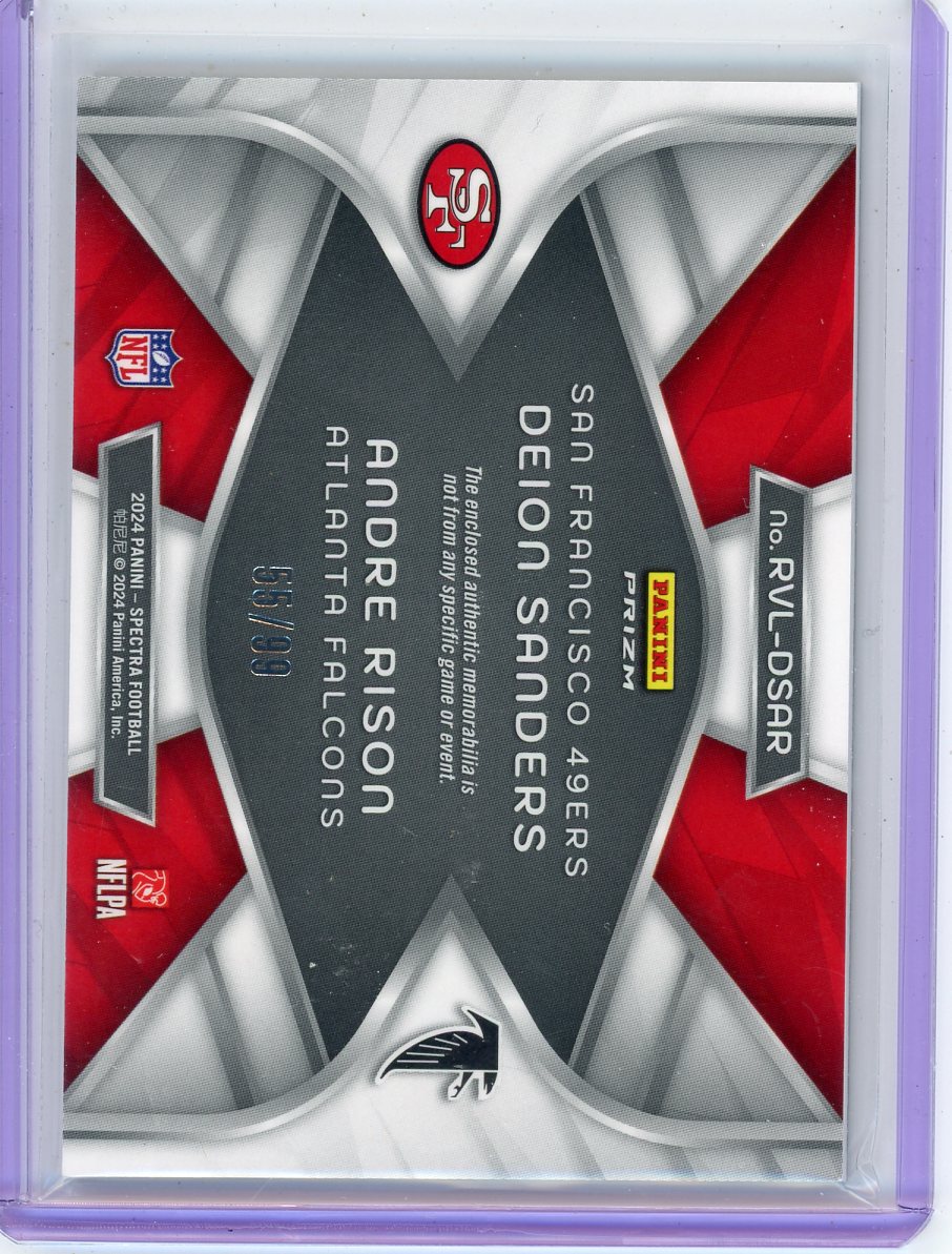 Deion Sanders Andre Rison 2024 Panini Spectra Rivals dual relic #'d 55/99
