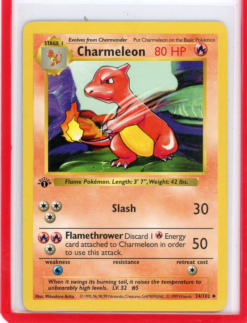 Charmeleon 1999 Pokemon Base Set 1st Edition Shadowless non holo 24/102