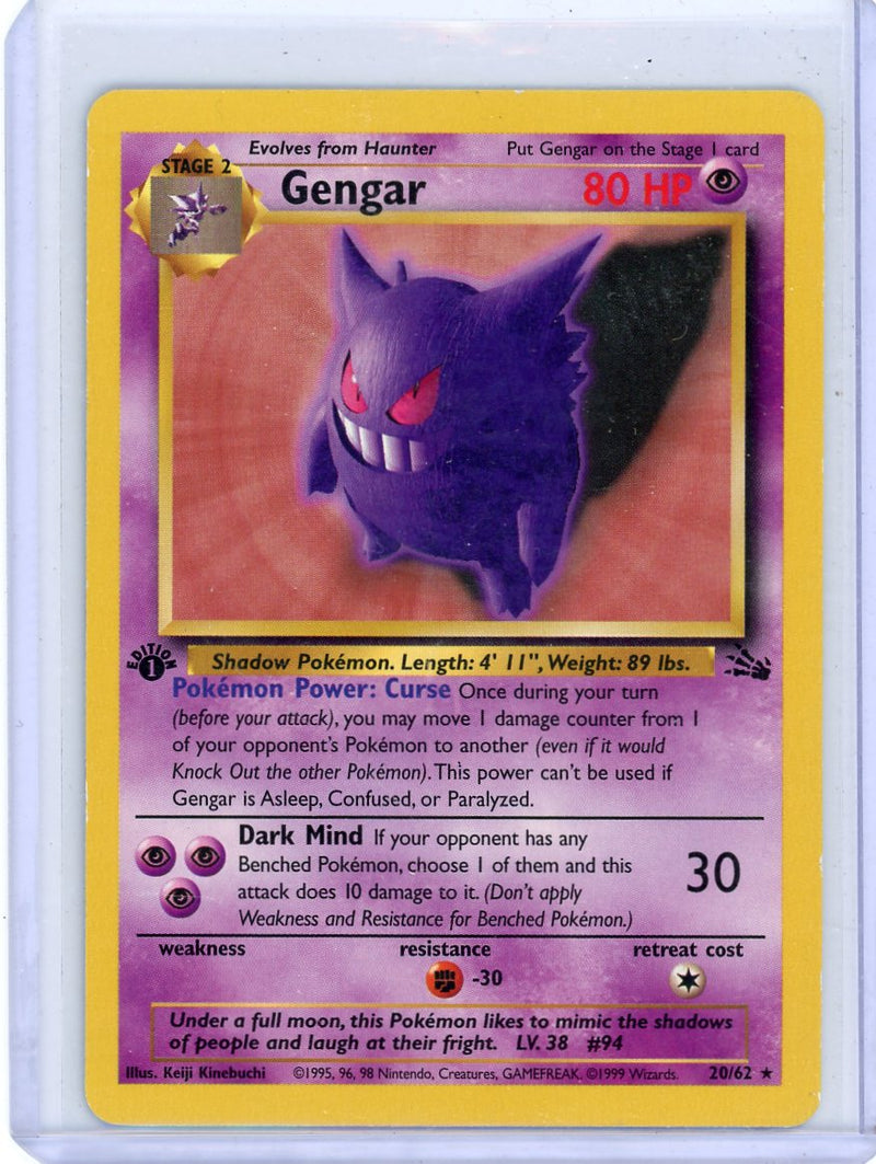 Gengar 1st Edition 1999 Pokemon rare non holo 20/62