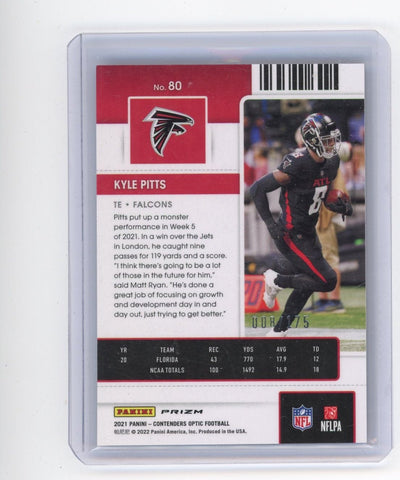 Kyle Pitts 2021 Panini Contenders Optic Rookie Ticket red prizm #'d 008/175 (jersey #)