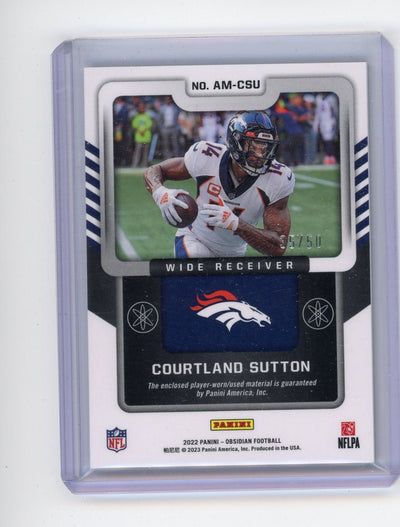 Courtland Sutton 2022 Panini Obsidian Atomic Material green etch prizm #'d 35/50