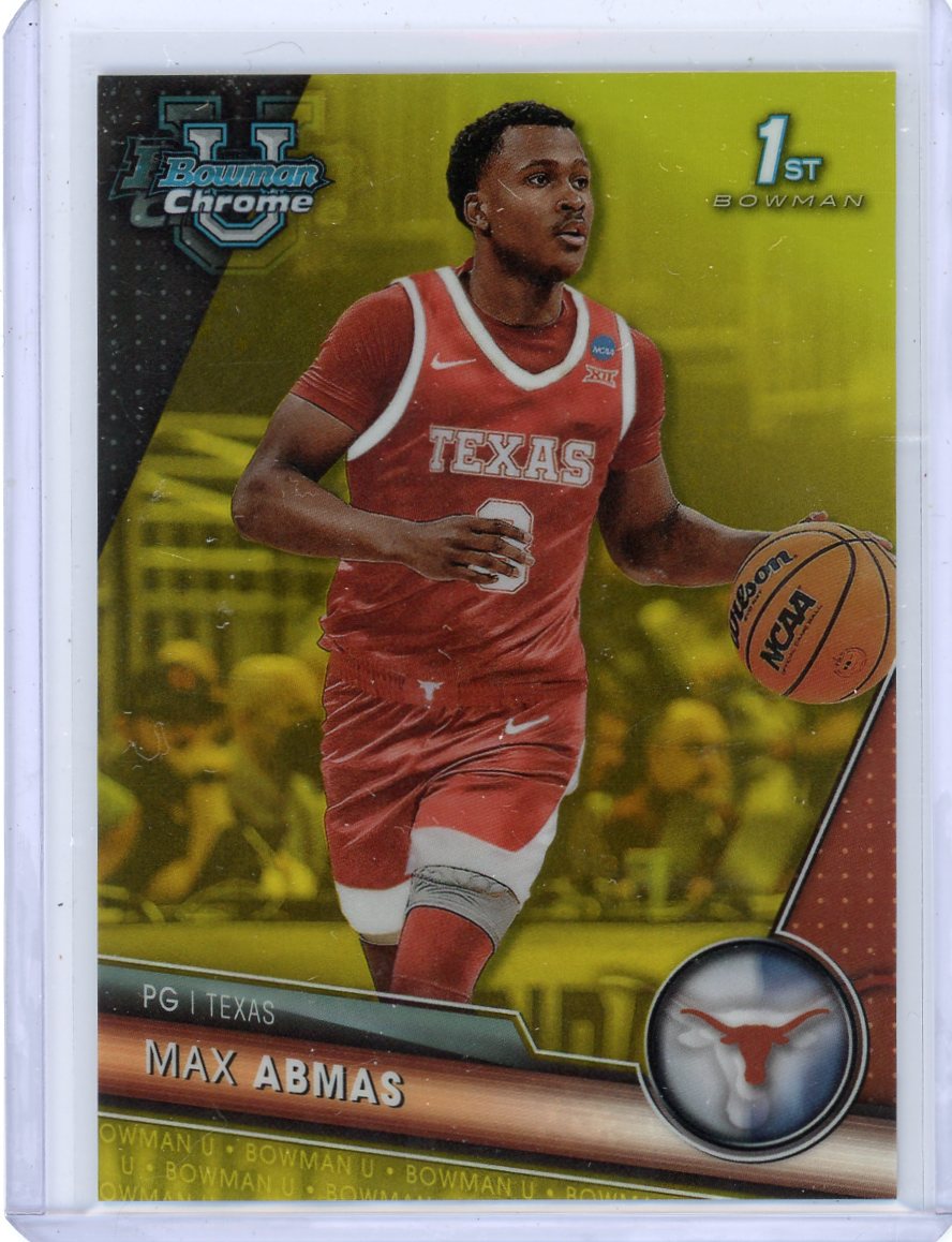Max Abmas 2024 1st Bowman Chrome University gold ref. #'d 66/75
