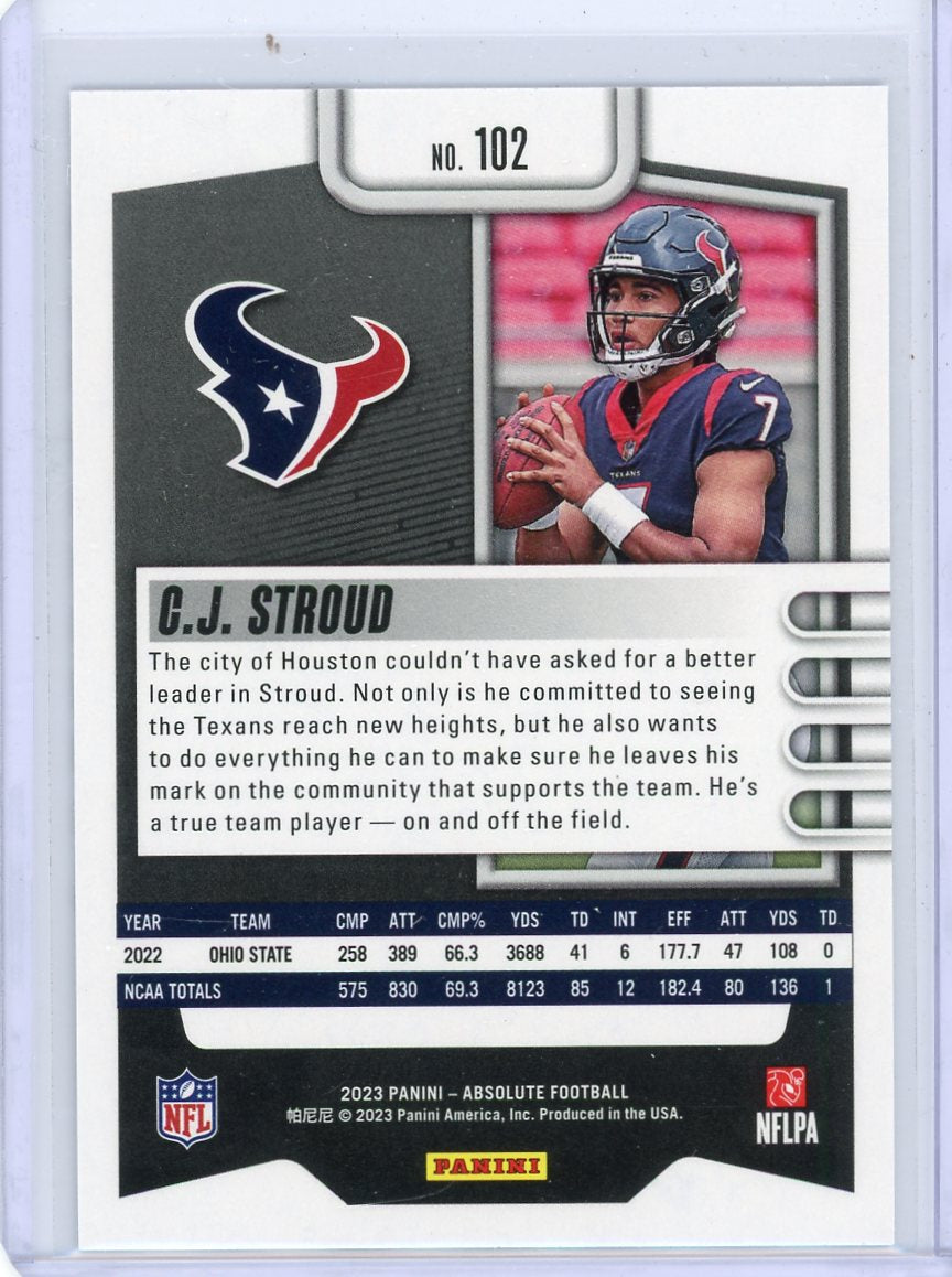 CJ Stroud 2023 Panini Absolute blue foil rookie card
