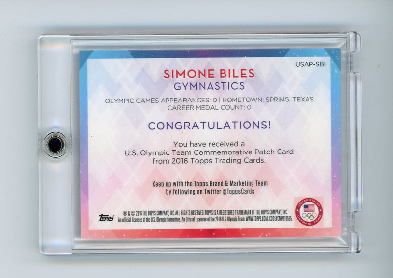 Simone Biles 2016 Topps U.S. Olympic & Paralympic Team Hopefuls Team Patches Red 