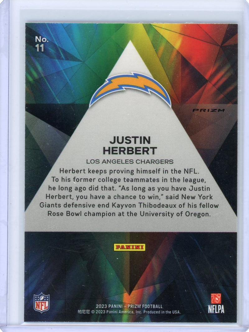 Justin Herbert 2023 Panini Prizm Prizmatic green ice prizm