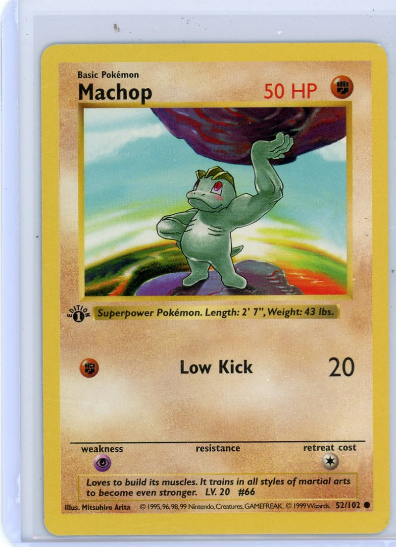 Machop 1999 Pokemon Base Set 1st Edition Shadowless non holo 52/102