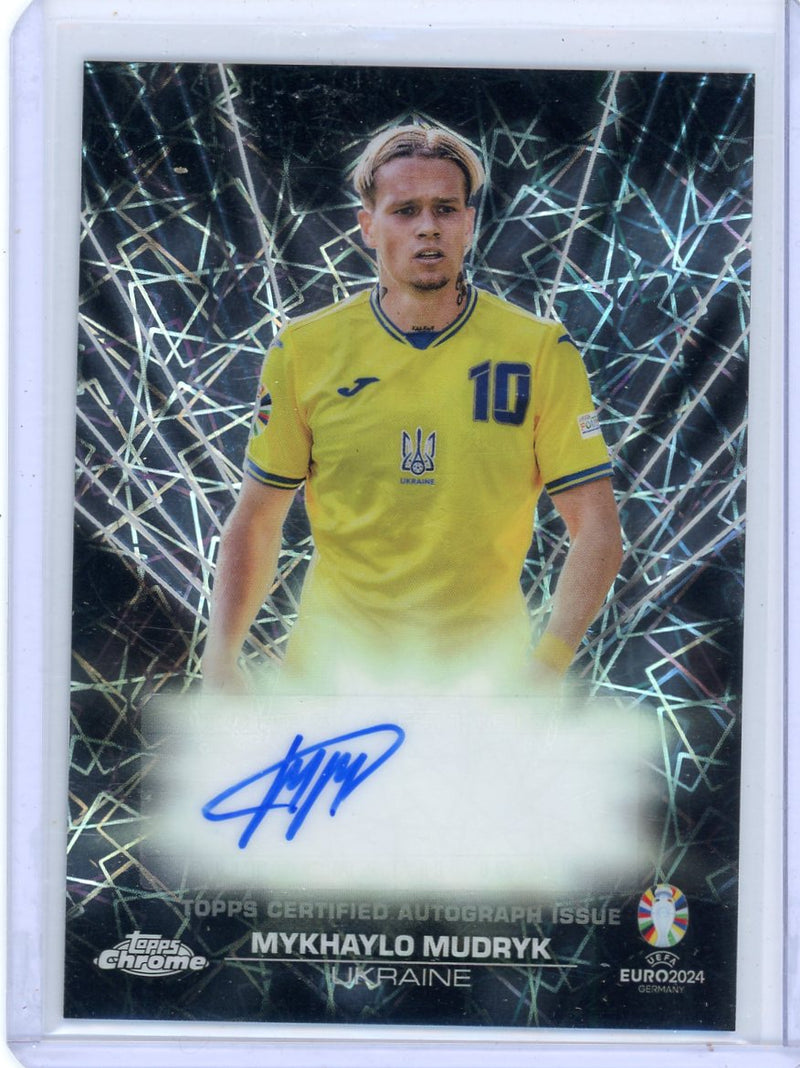 Mykhaylo Mudryk 2024 Topps Chrome UEFA Euro Black Lazer autograph