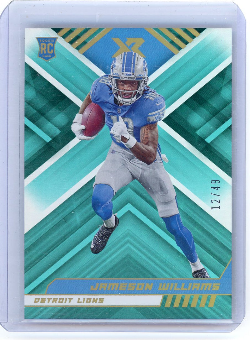 Jameson Williams 2022 Panini XR teal foil rookie card 