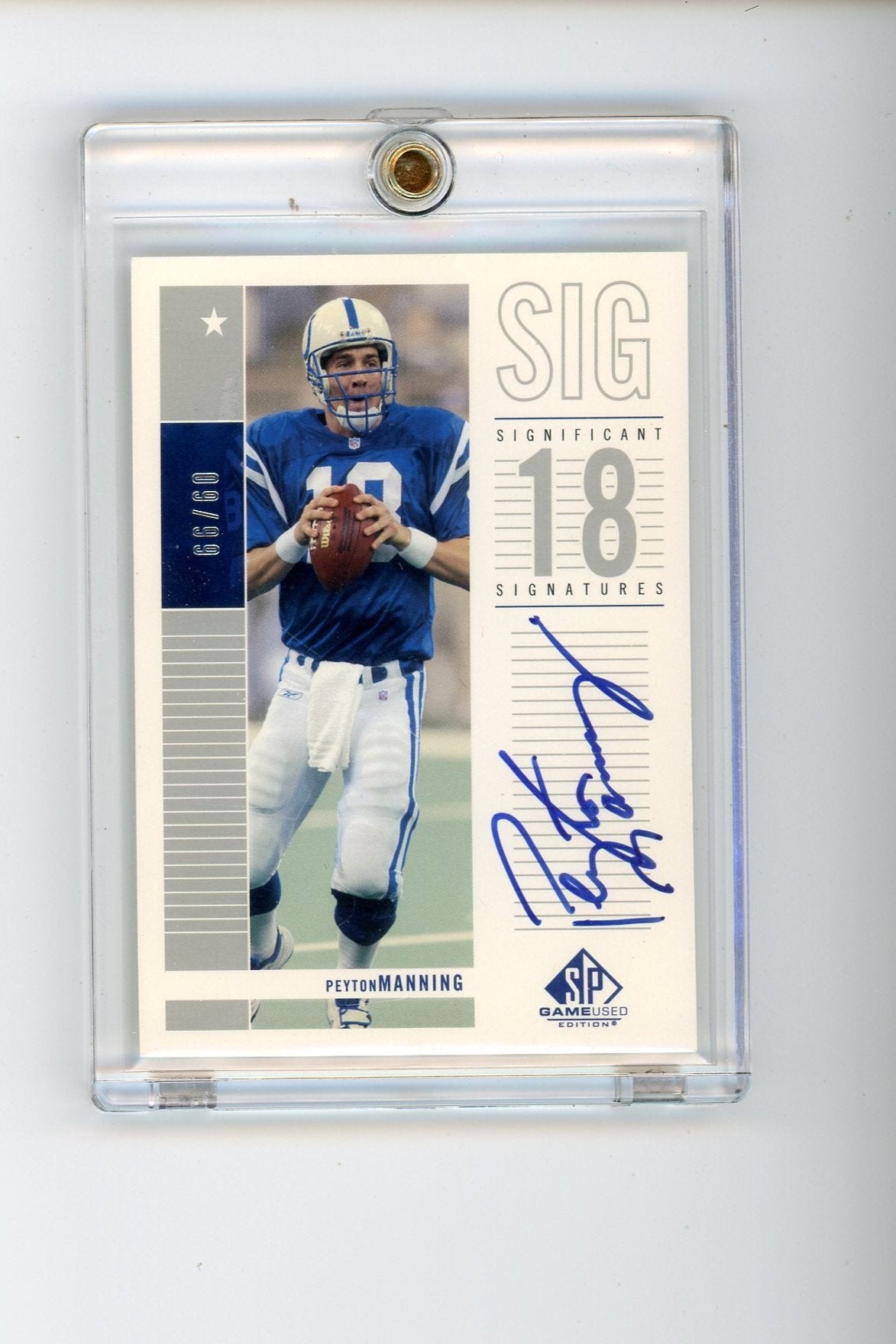 Peyton Manning 2003 Upper Deck Significant Signatures autograph blue foil #'d 09/99