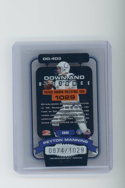 Peyton Manning 2000 Donruss Elite Down & Distance acetate #'d 0874/1029