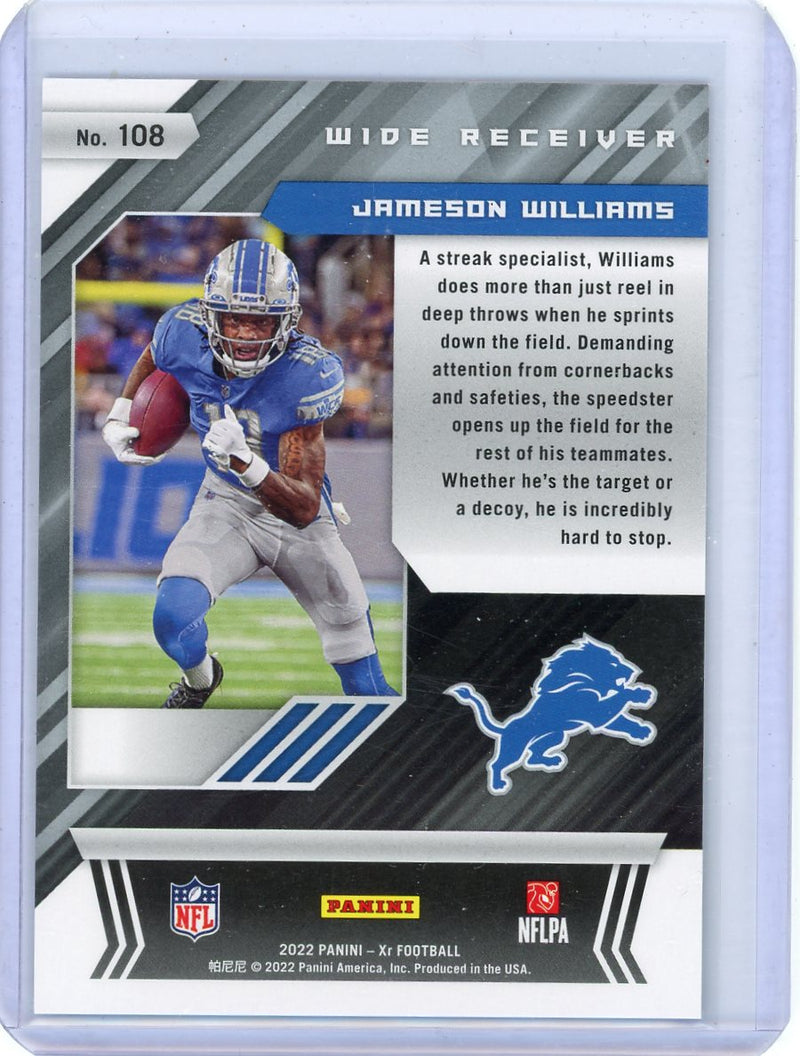 Jameson Williams 2022 Panini XR teal foil rookie card 