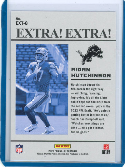 Aidan Hutchinson 2022 Panini XR Extra Extra blue foil rookie card #'d 64/99