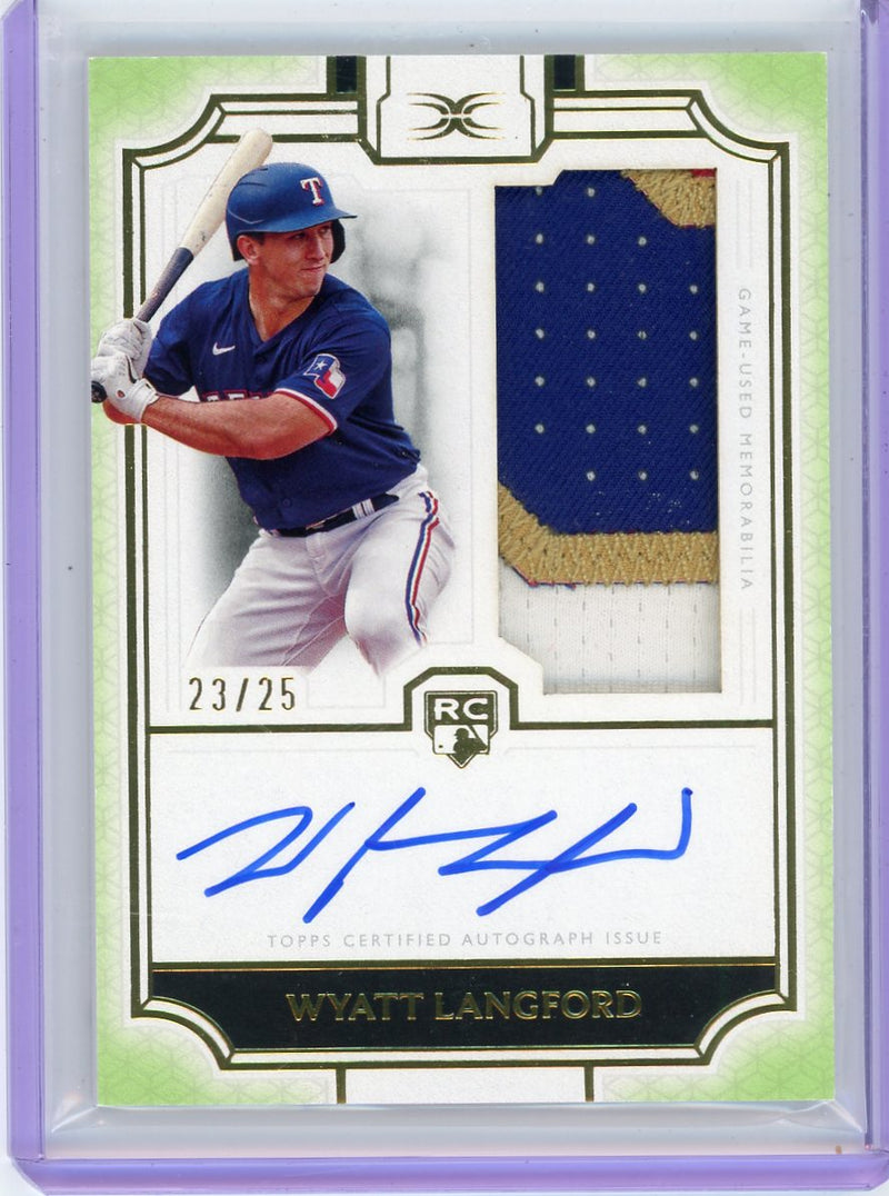 Wyatt Langford 2024 Topps Definitive Collection Autograph Relic rookie card 